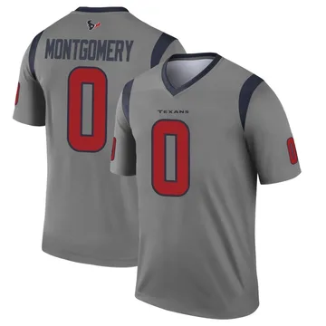 Men's David Montgomery Houston Texans Legend Gray Inverted Jersey