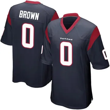 Men's Evan Brown Houston Texans Game Navy Blue Team Color Jersey