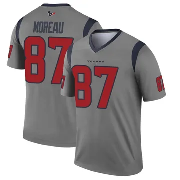 Men's Foster Moreau Houston Texans Legend Gray Inverted Jersey